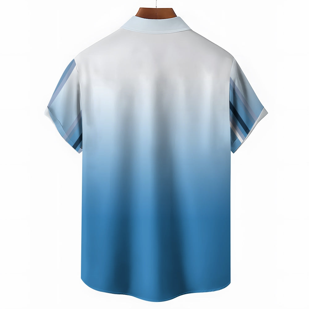 Men's Simple Color Contrast Short Sleeve Shirt 2304102554