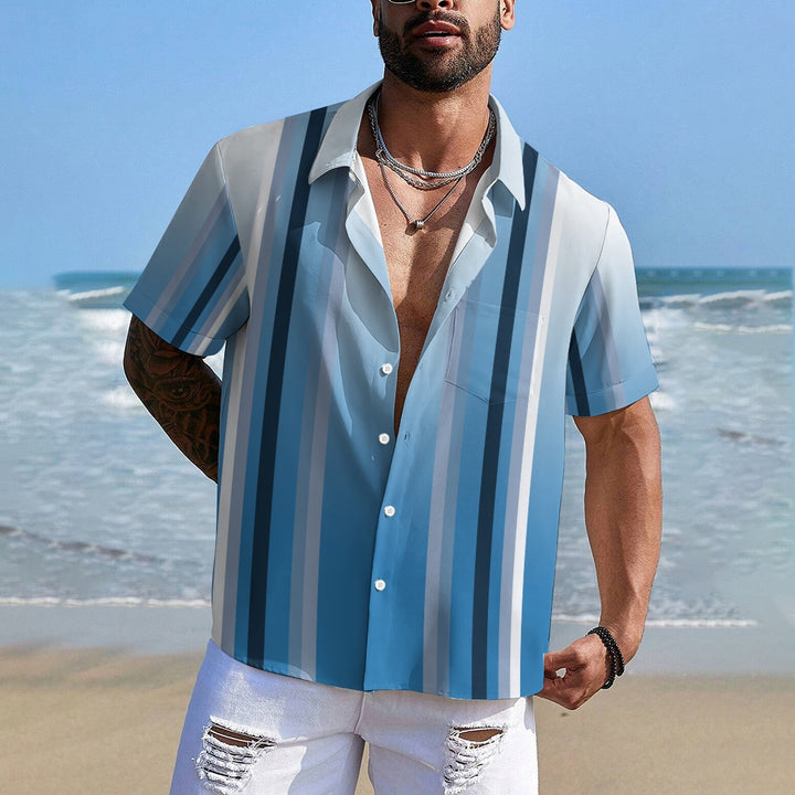Men's Simple Color Contrast Short Sleeve Shirt 2304102554