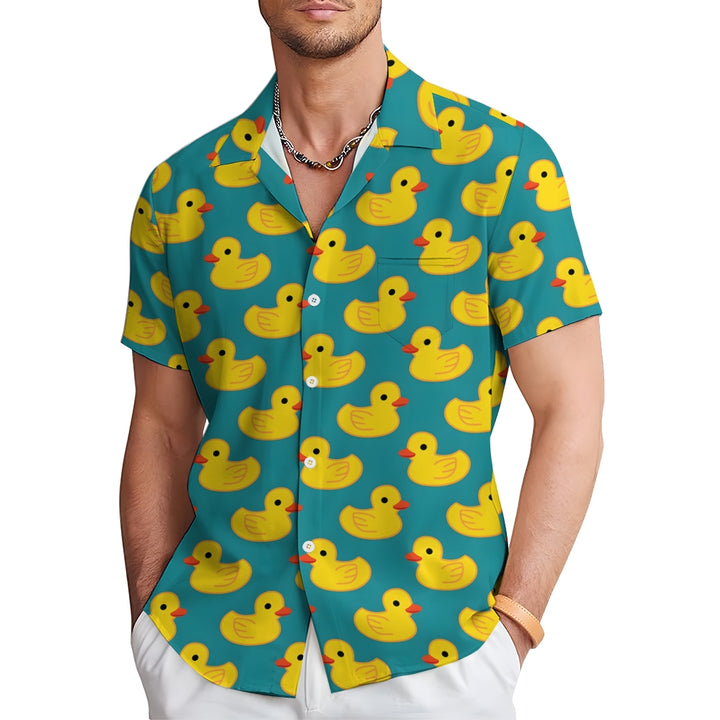 Men's All Over Print Duck Vacation Short Sleeve Shirt 2305104066