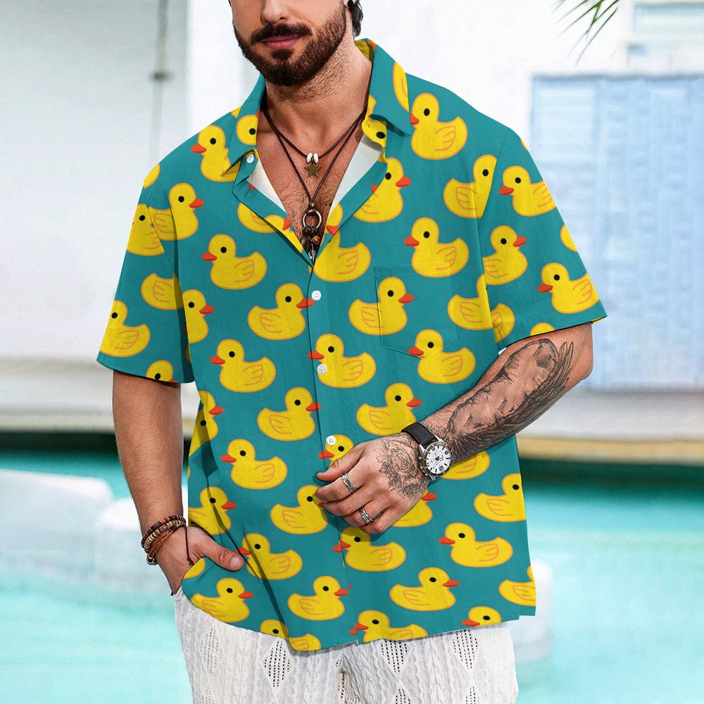 Men's All Over Print Duck Vacation Short Sleeve Shirt 2305104066