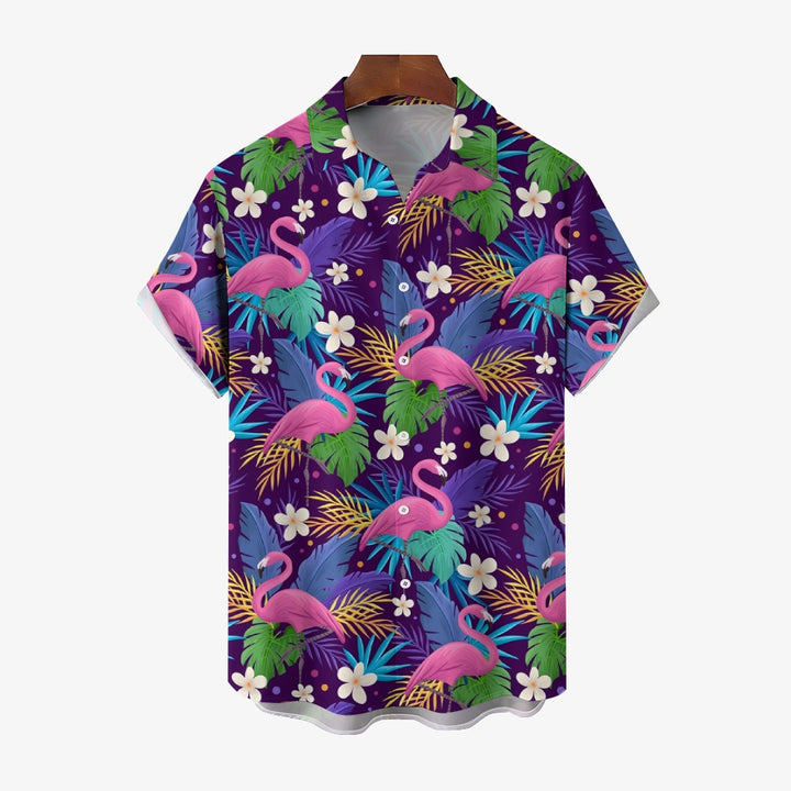 Flamingo Breast Pocket Short Sleeve Shirt 2310000579