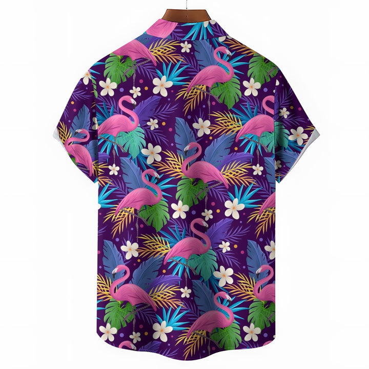 Flamingo Breast Pocket Short Sleeve Shirt 2310000579