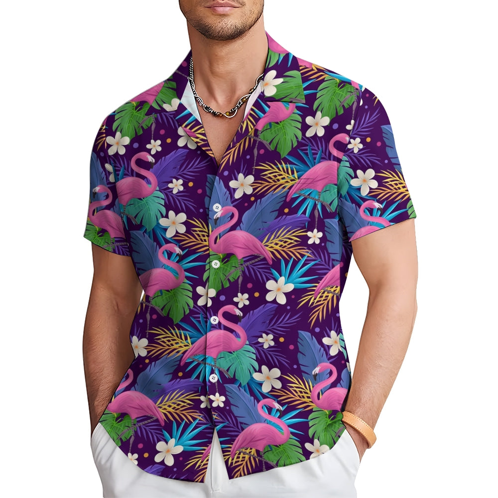 Flamingo Breast Pocket Short Sleeve Shirt 2310000579