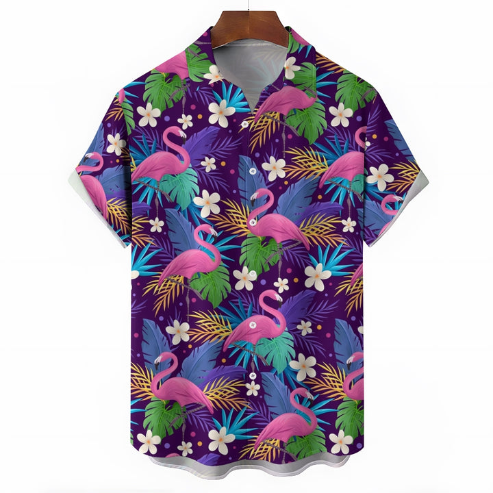 Flamingo Breast Pocket Short Sleeve Shirt 2310000579