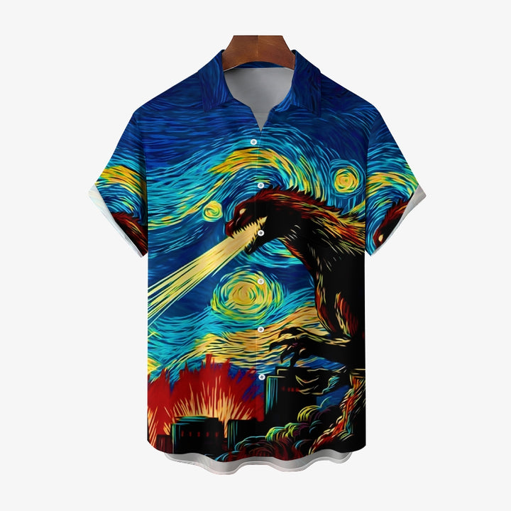 Men's Godzilla Casual Fashion Short Sleeve Shirt 2307101069