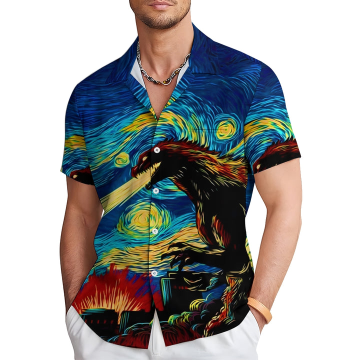 Men's Godzilla Casual Fashion Short Sleeve Shirt 2307101069