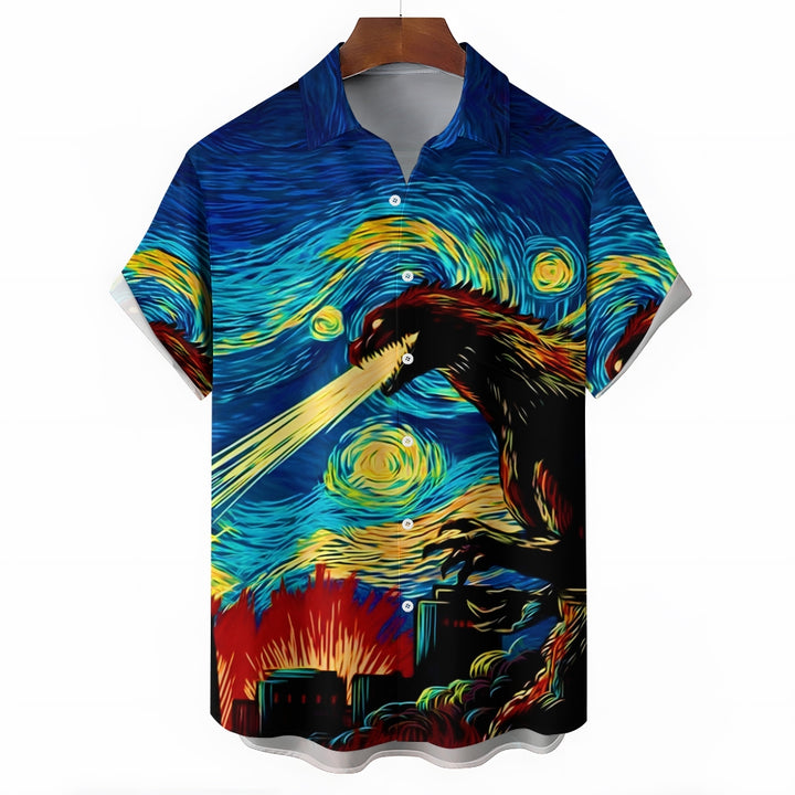 Men's Godzilla Casual Fashion Short Sleeve Shirt 2307101069