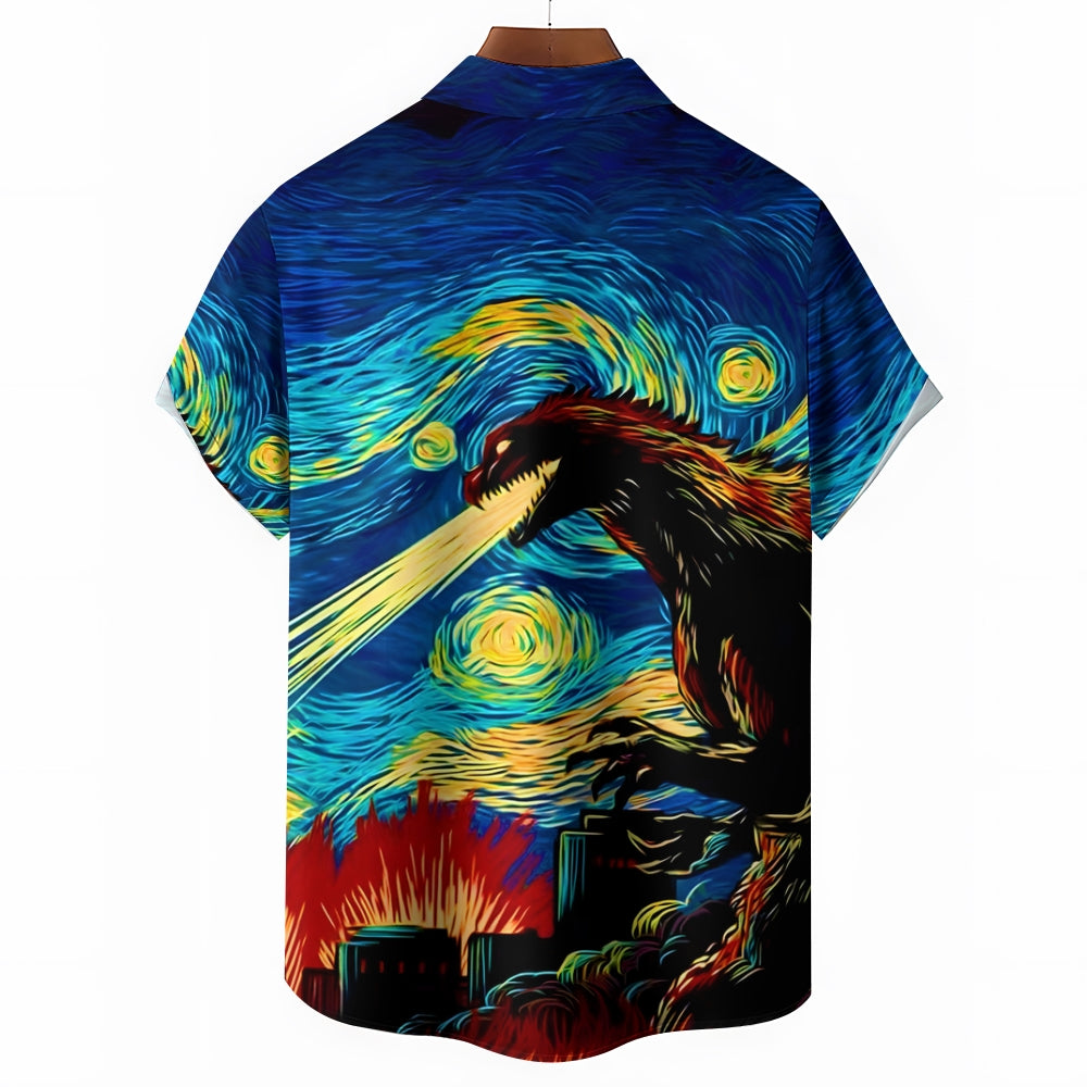 Men's Godzilla Casual Fashion Short Sleeve Shirt 2307101069