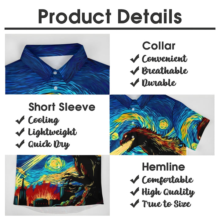 Men's Godzilla Casual Fashion Short Sleeve Shirt 2307101069