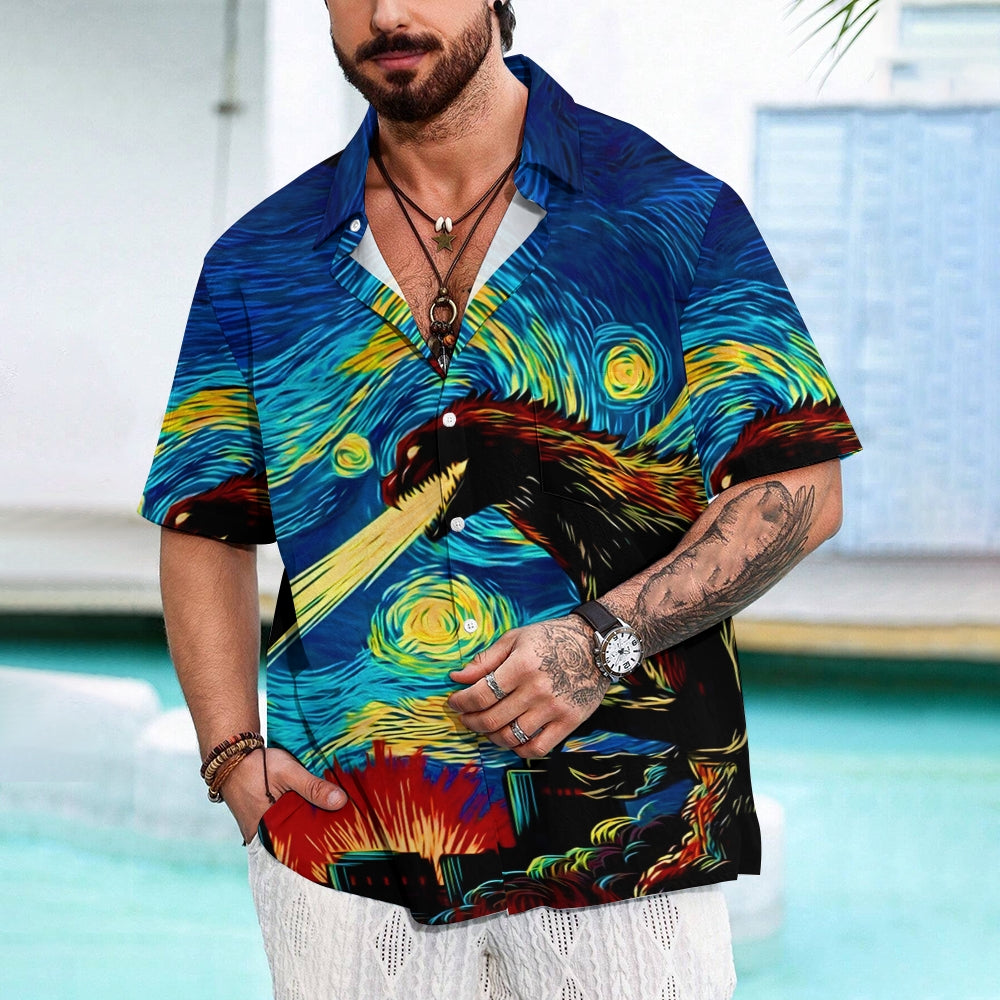 Men's Godzilla Casual Fashion Short Sleeve Shirt 2307101069