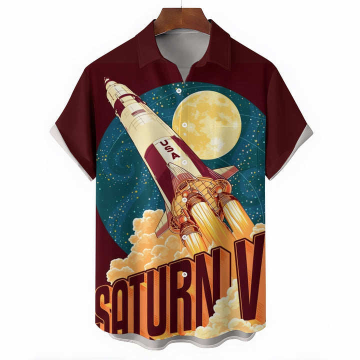 Men's Saturn V Styalized Casual Short Sleeve Shirt 2402000252