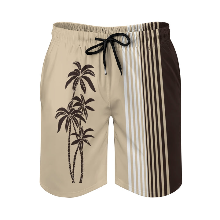 Men's Sports Coconut Palm Stripes Beach Shorts 2401000165