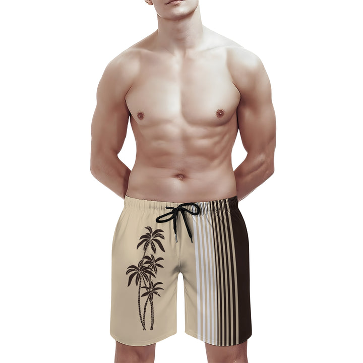 Men's Sports Coconut Palm Stripes Beach Shorts 2401000165