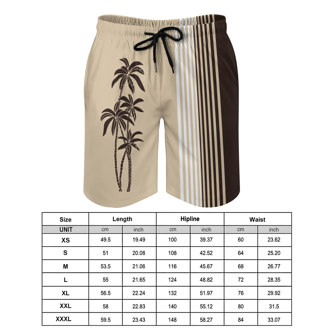 Men's Sports Coconut Palm Stripes Beach Shorts 2401000165