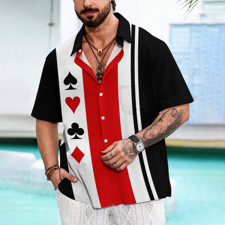 Men's Playing Card Contrasting Short Sleeve Shirt 2304104825