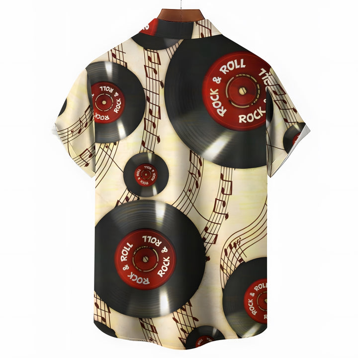 Vinyl Record Score Casual Short Sleeve Shirt 2311000251