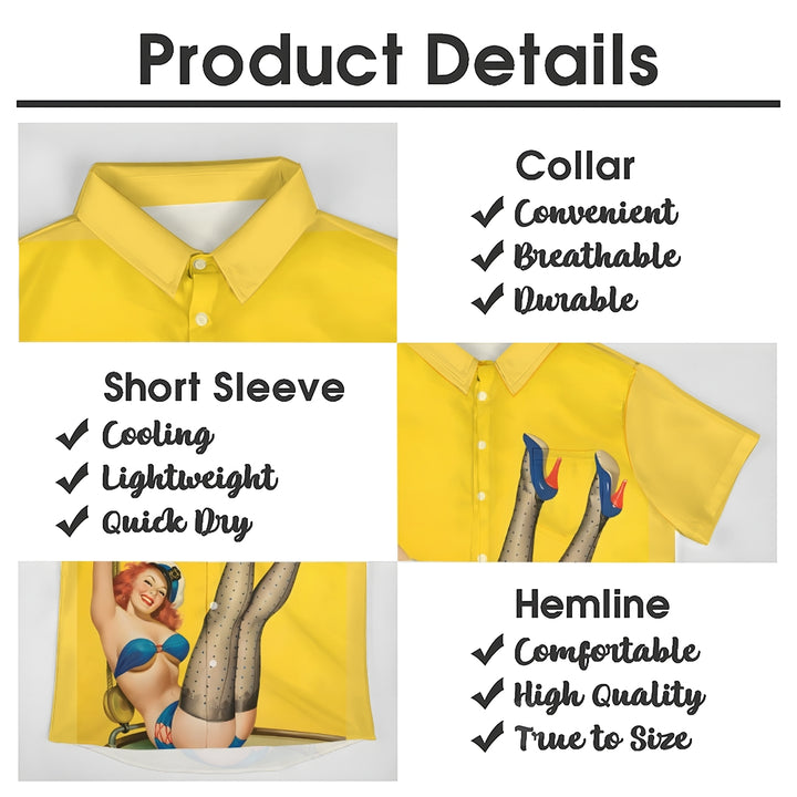Men's Sailor Girl Casual Short Sleeve Shirt 2312000539