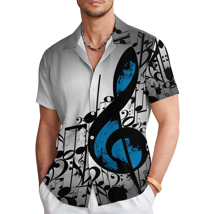 Men's Music Notes Casual Short Sleeve Shirt 2312000324