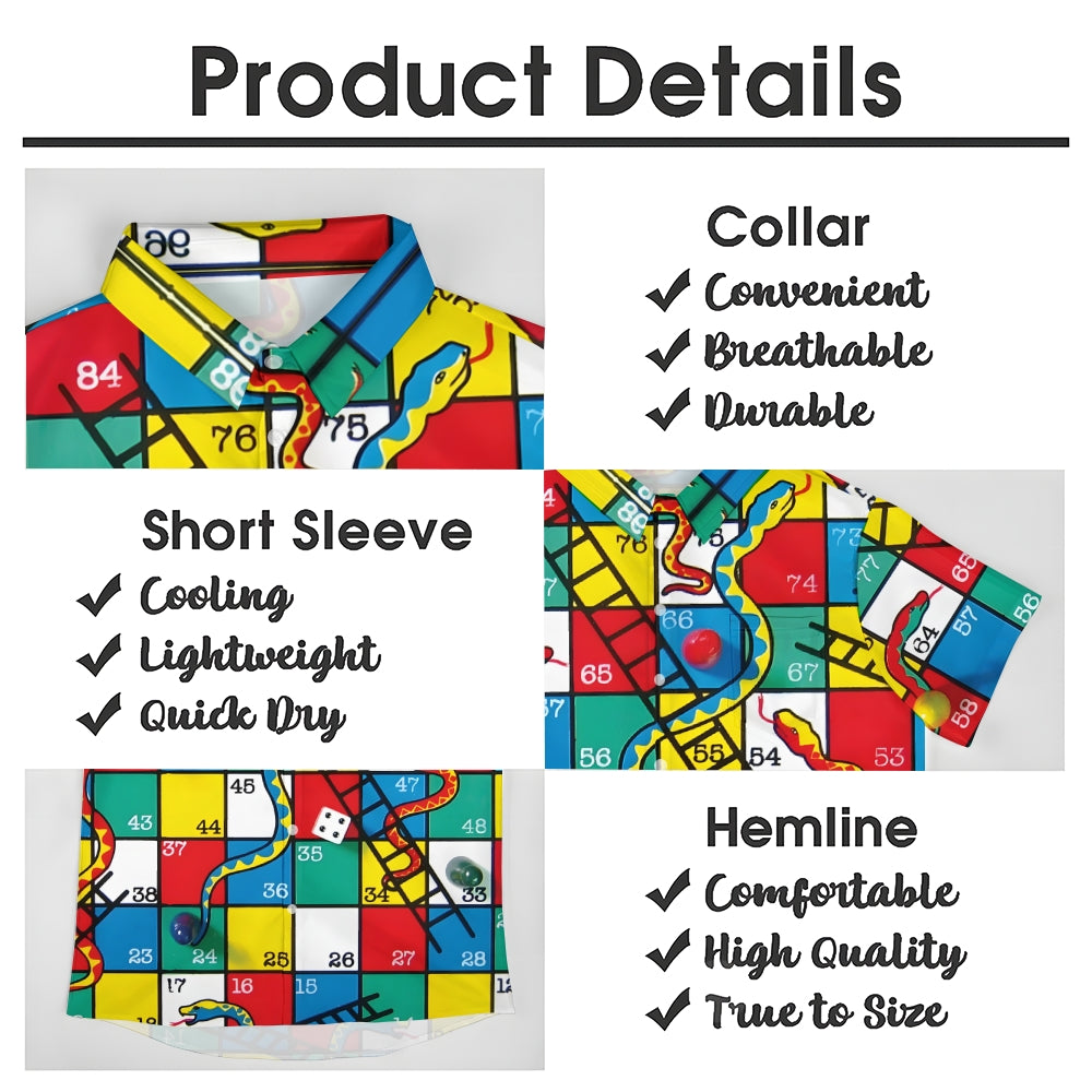 Men's Snakes N Ladders Print Casual Short Sleeve Shirt 2306102513