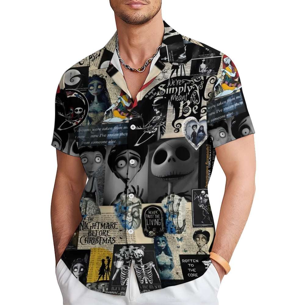 Men's Casual Print Chest Pocket Short Sleeve Shirt 2309000579