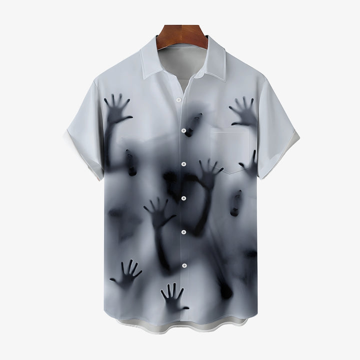 Men's Ghost Print Casual Fashion Short Sleeve Shirt 2307101490