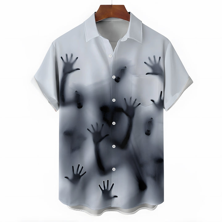 Men's Ghost Print Casual Fashion Short Sleeve Shirt 2307101490