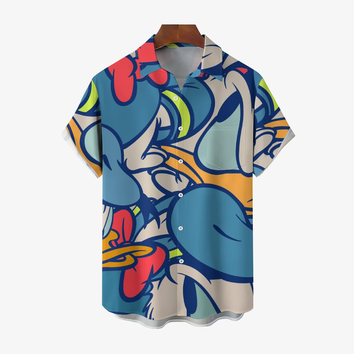 Men's Hawaiian Cartoon Character Casual Short Sleeve Shirt 2401000346