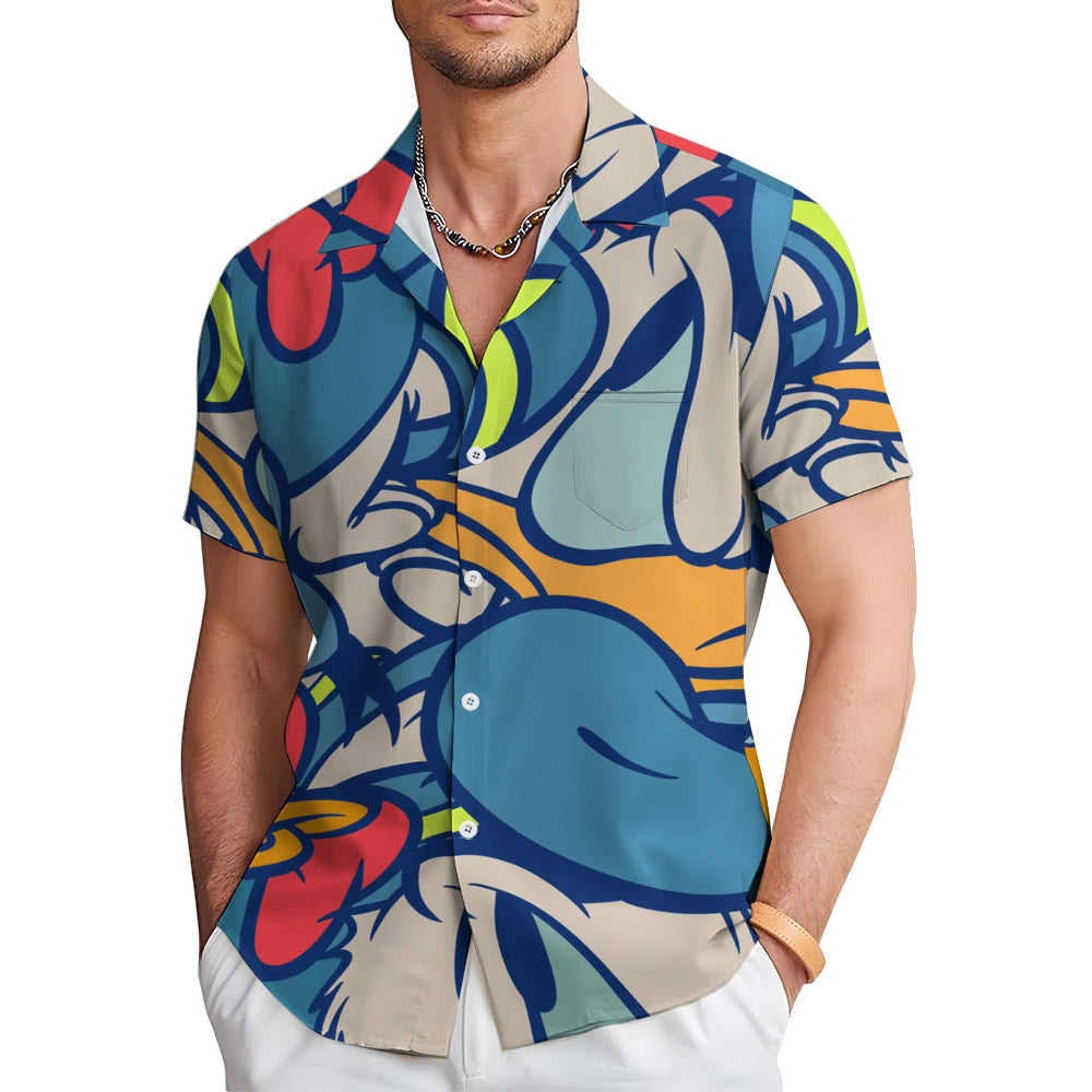 Men's Hawaiian Cartoon Character Casual Short Sleeve Shirt 2401000346