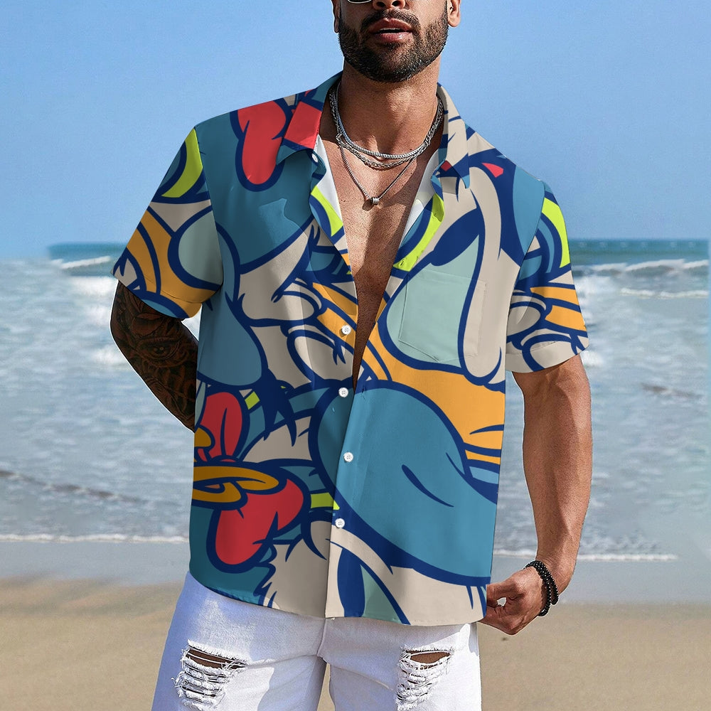 Men's Hawaiian Cartoon Character Casual Short Sleeve Shirt 2401000346