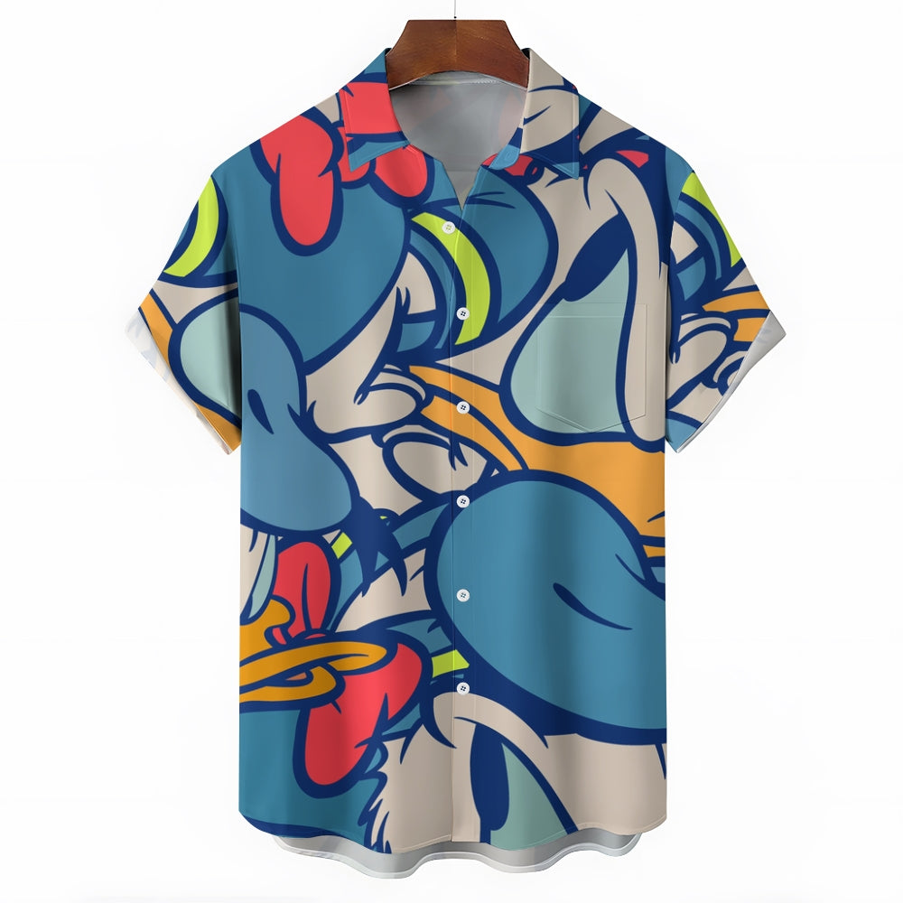 Men's Hawaiian Cartoon Character Casual Short Sleeve Shirt 2401000346