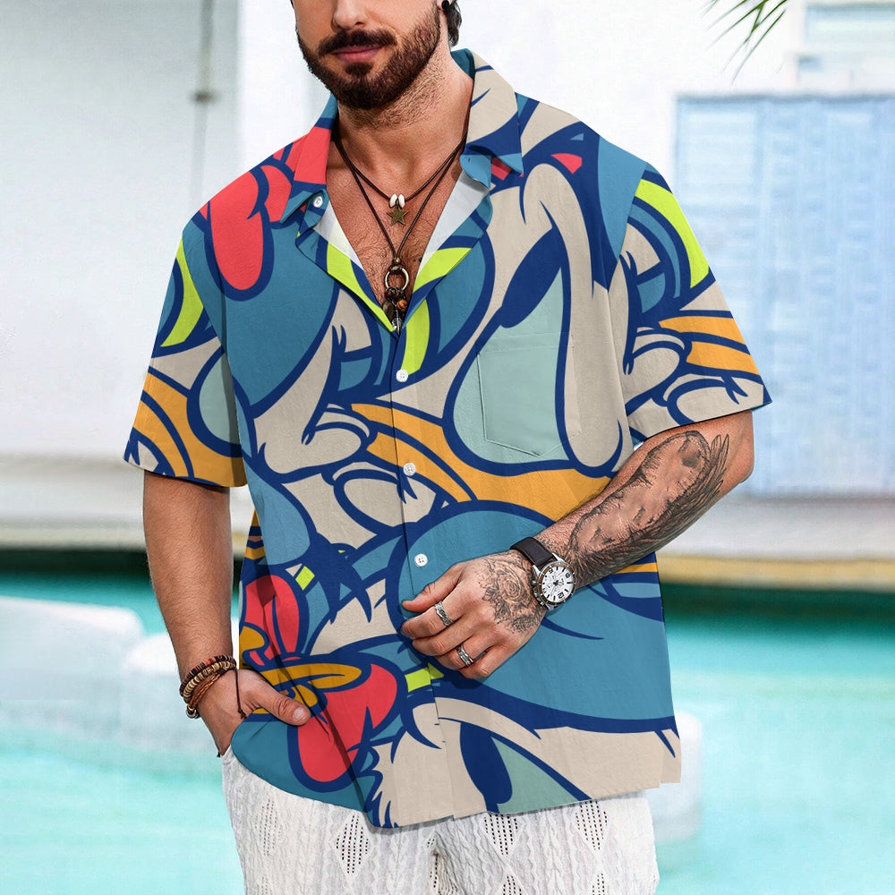 Men's Hawaiian Cartoon Character Casual Short Sleeve Shirt 2401000346