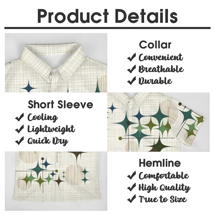 Breast Pocket Geometry Texture Casual Short Sleeve Shirt 2402000019
