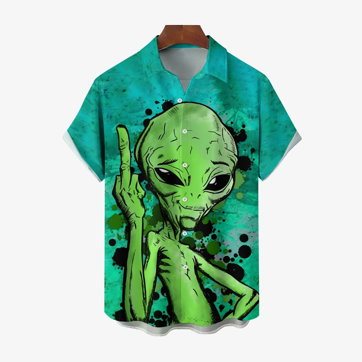 Alien Casual Chest Pocket Short Sleeve Shirt 2309000151