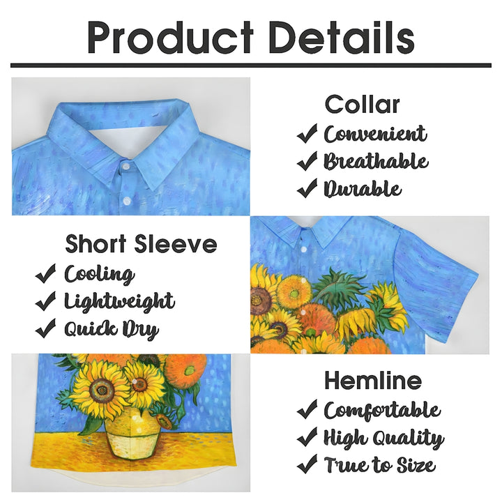 Men's Sunflower Scenery Casual Pattern Short Sleeve Shirt 2304103182