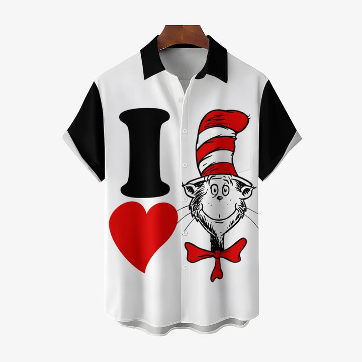 Valentine's Day Love Cartoon Casual Short Sleeve Shirt 2401000104