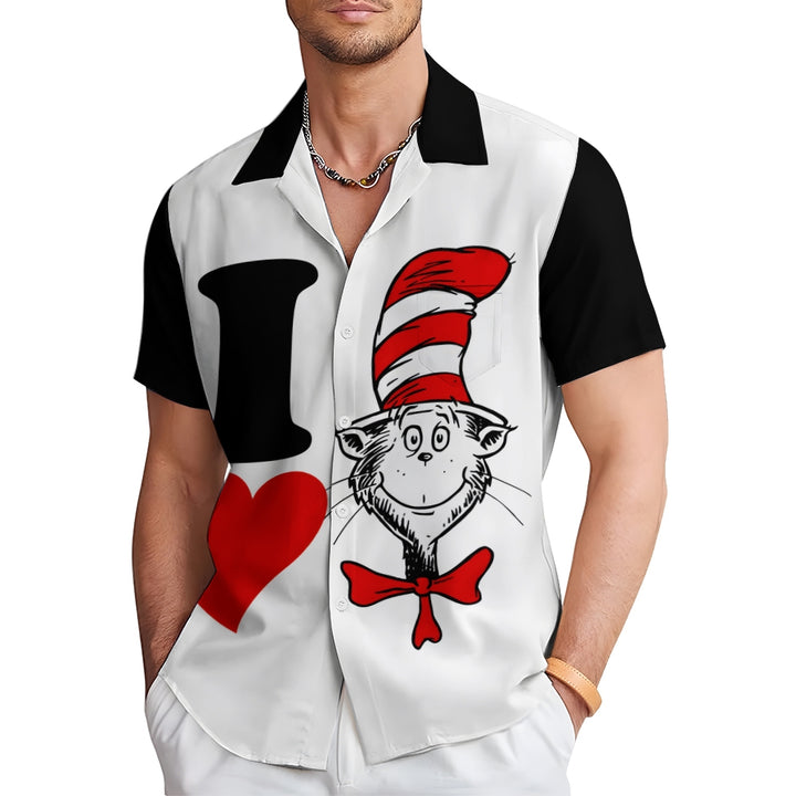 Valentine's Day Love Cartoon Casual Short Sleeve Shirt 2401000104