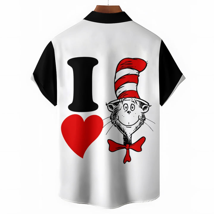 Valentine's Day Love Cartoon Casual Short Sleeve Shirt 2401000104