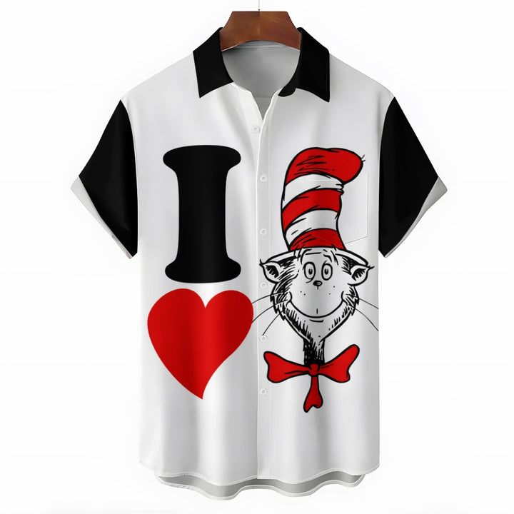 Valentine's Day Love Cartoon Casual Short Sleeve Shirt 2401000104