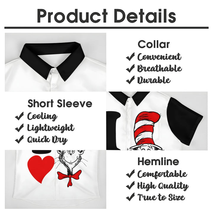 Valentine's Day Love Cartoon Casual Short Sleeve Shirt 2401000104