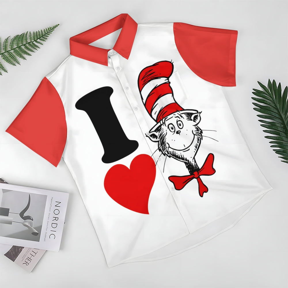 Valentine's Day Love Cartoon Character Casual Short Sleeve Shirt 2401000103