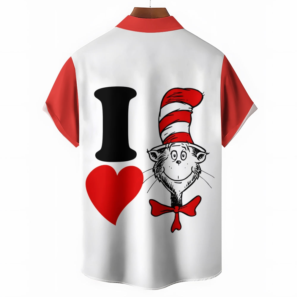 Valentine's Day Love Cartoon Character Casual Short Sleeve Shirt 2401000103