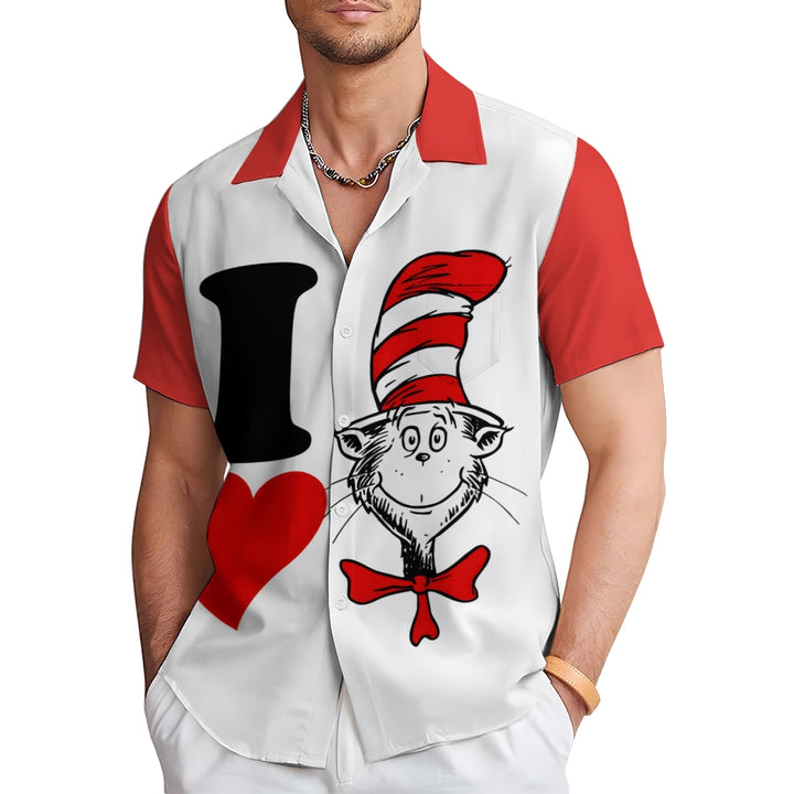 Valentine's Day Love Cartoon Character Casual Short Sleeve Shirt 2401000103