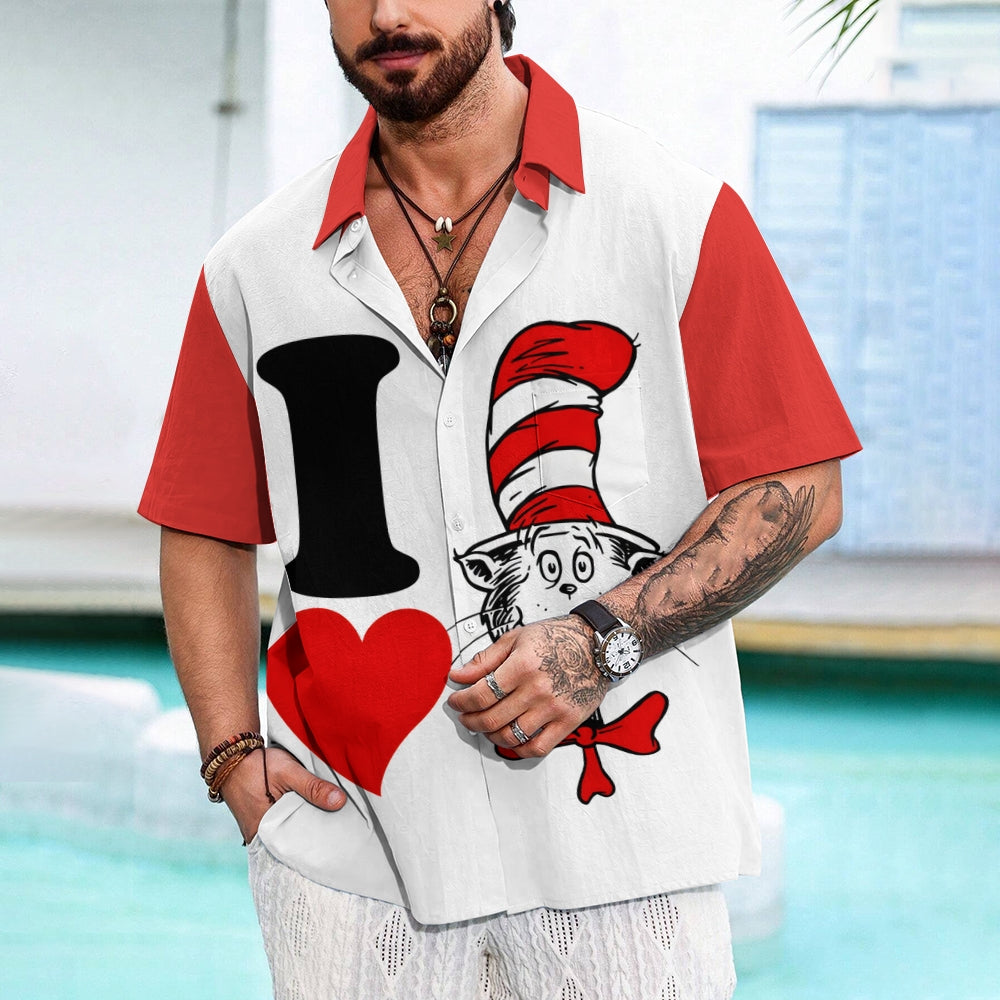 Valentine's Day Love Cartoon Character Casual Short Sleeve Shirt 2401000103