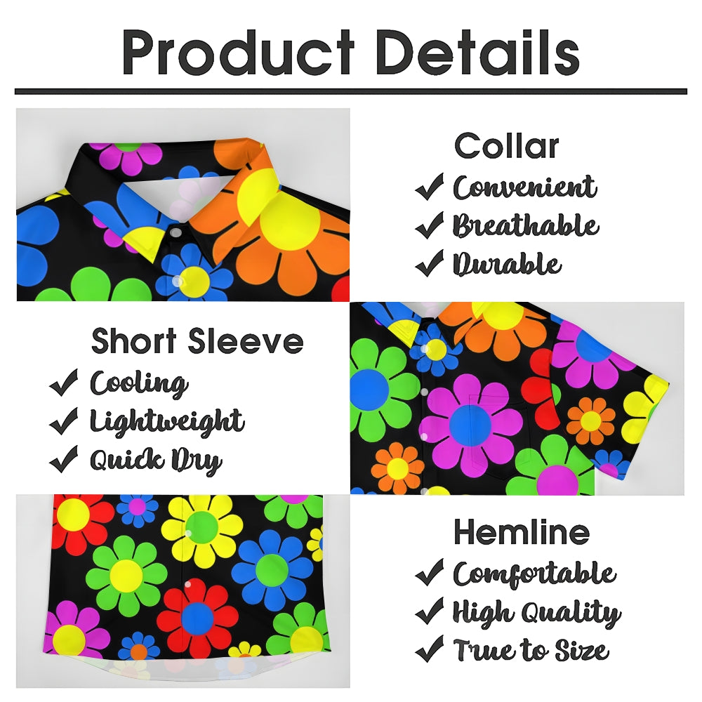 Men's Colorful Daisy Pattern Hawaiian Button-Down Shirt 2312000236