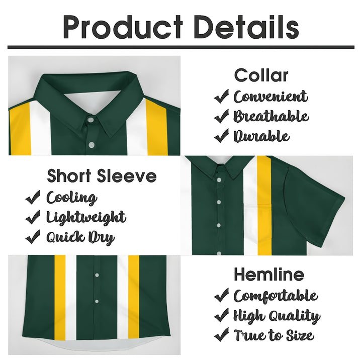Men's Striped Football Chest Pocket Short Sleeve Super Bowl Shirt 2312000245