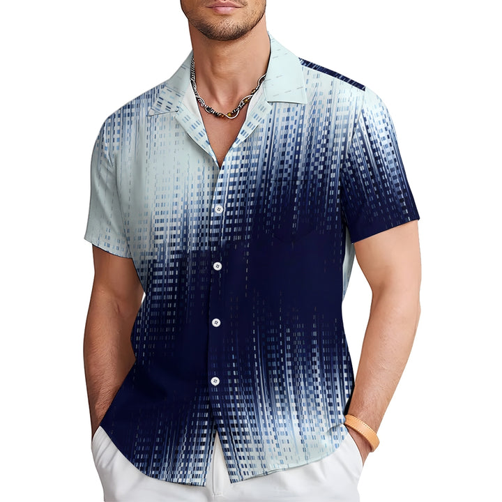 Men's Casual Business Comfortable Gradient Twill Short Sleeve Shirt 2307100359