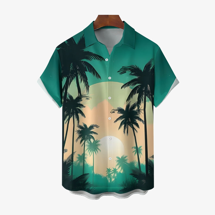 Coconut Grove Print Button Men's Pocket Shirt 2307100669