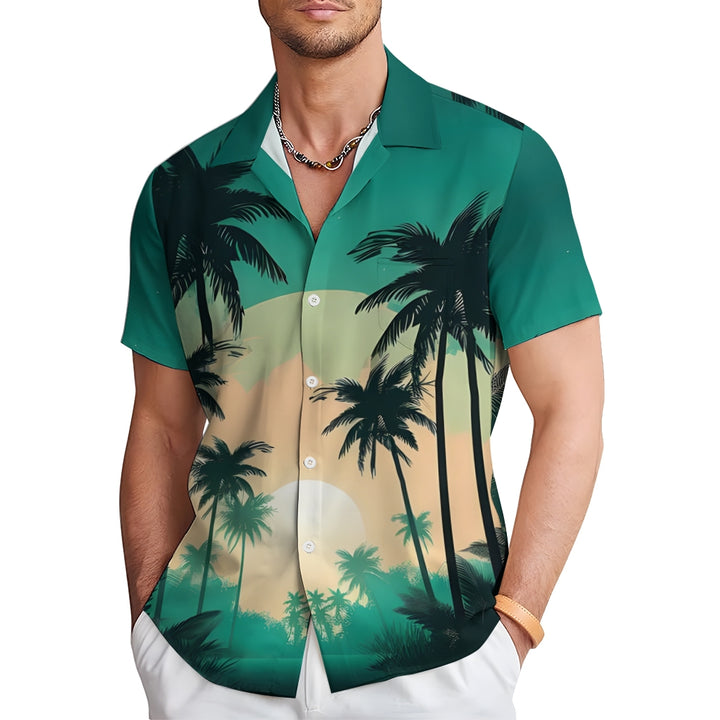 Coconut Grove Print Button Men's Pocket Shirt 2307100669