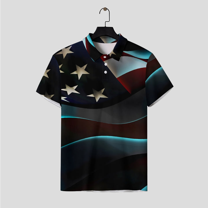 Men's zipper short-sleeved fashion full-printed Polo shirt 2305101264