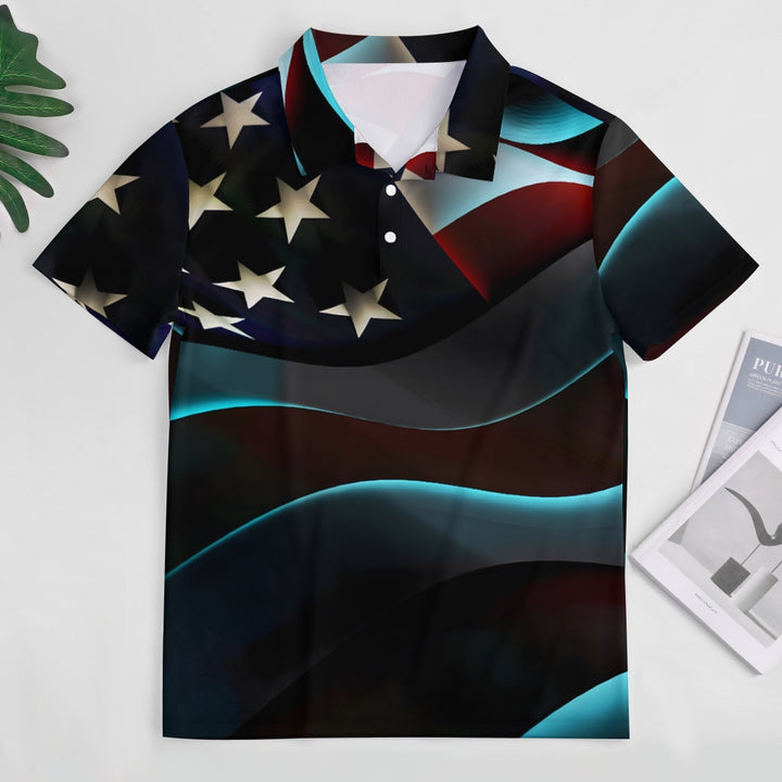 Men's zipper short-sleeved fashion full-printed Polo shirt 2305101264